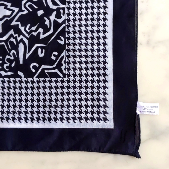 NWOT. Black and White Multi Pattern Scarf. Made in Italy. - Picture 3 of 3